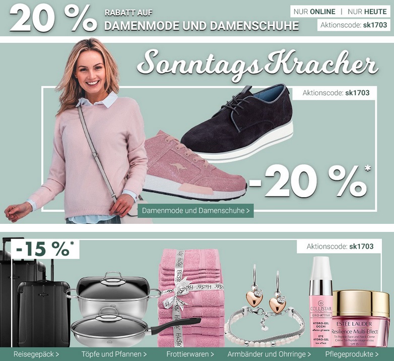 Bild zu Karstadt SonntagsKracher, z.B. 20% Rabatt auf Damenmode und Damenschuhe