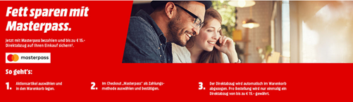 Bild zu MediaMarkt: bis zu 15€ Rabatt auf ausgewählte Artikel (bei Bezahlung per Masterpass)