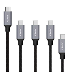 Bild zu Aukey 5er Pack (verschiedene Längen) Nylon umflochtenes Ladekabel und Datenkabel für Typ C Geräte für 15,99€