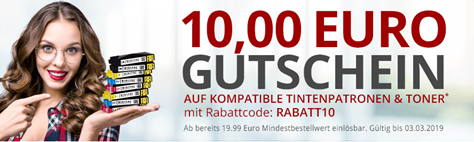 Bild zu Druckerzubehör: 10€ Rabatt auf kompatible Tintenpatronen & Toner (ab 19,99€ MBW) + zwei gratis Artikel