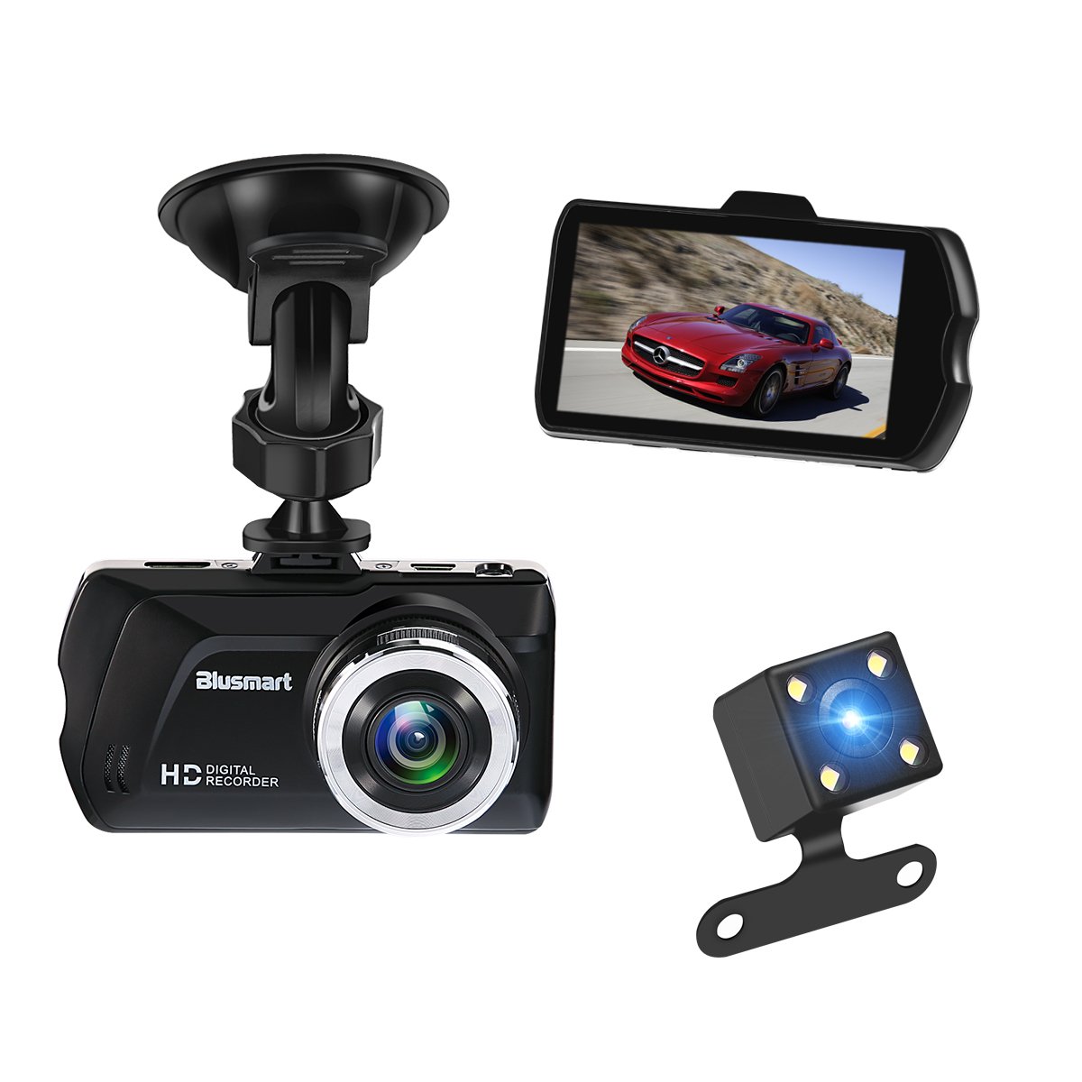 Bild zu 3 Zoll Full HD Dash Cam 170° weitwinkel Kamera und Video Kanal für Rückfahrkamera mit 16 GB Speicherkarte für 19,99€