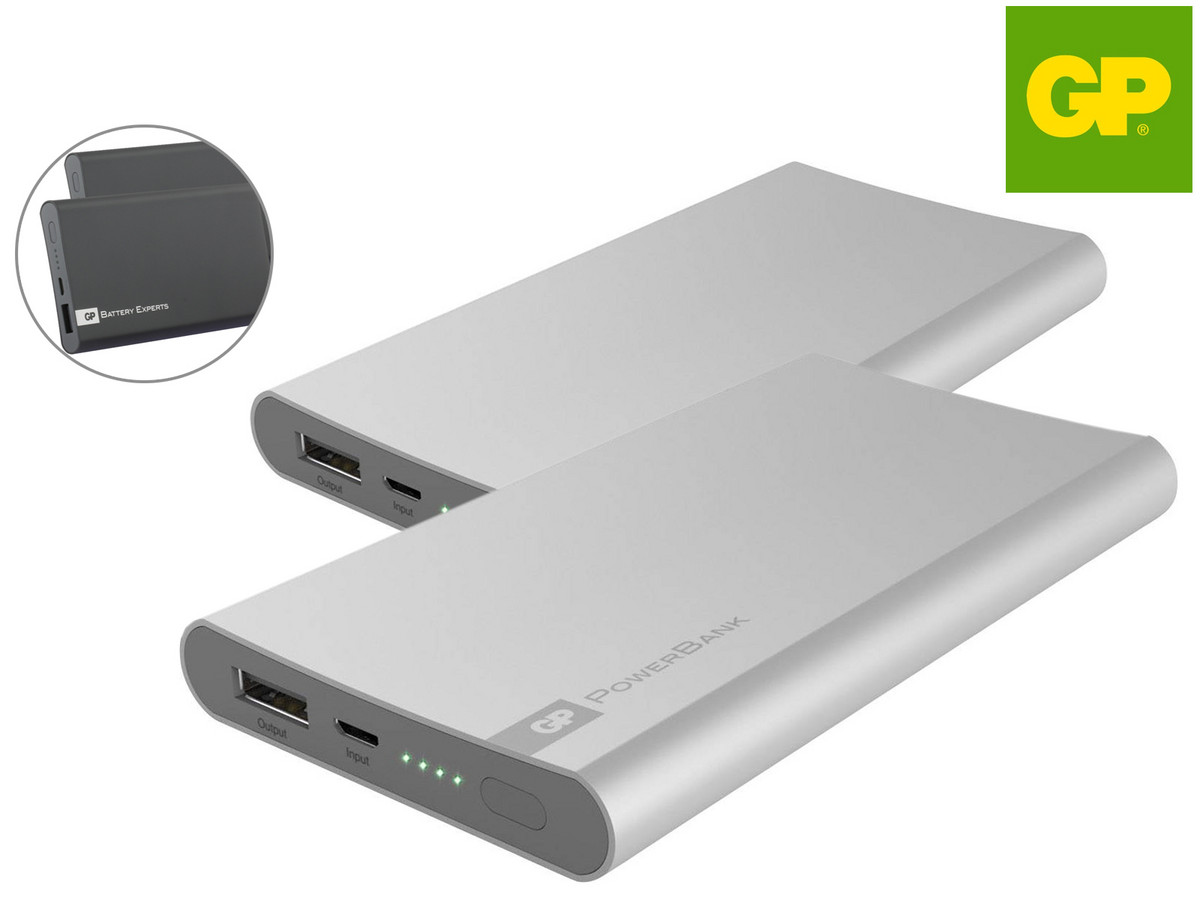 Bild zu GP Portable Powerbank FP05M 5000 mAh im Doppelpack für 16,90€ (Vergleich: 36,32€)