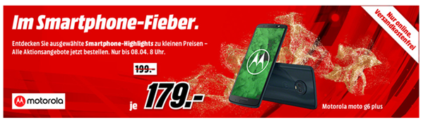 Bild zu MediaMarkt Smartphone Fieber, z.B. Motorola Moto G6 Plus Smartphone für 179€