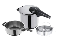 Bild zu WMF Perfect Premium Schnellkochtopf Set 2-teilig 6,5l & 3,0l mit Einsatz-Set, Cromargan Edelstahl poliert für 148,41€ (Vergleich: 209,99€)