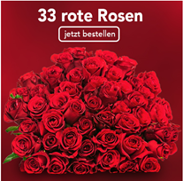 Bild zu Blume Ideal: Blumenstrauß mit 33 roten Rosen (50cm Stiellänge) für 20,98€