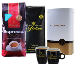 Bild zu Geschenkpaket Kaffeebohnen (2 kg) inkl. Dose & 2 Kaffeetassen für 29,99€