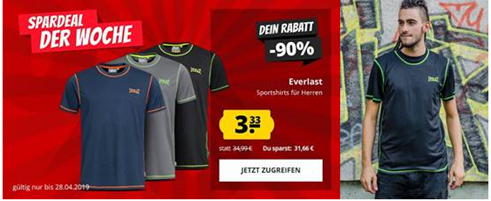 Bild zu Spardeal der Woche: Everlast Small Logo T-Shirt für 3,33€ zzgl. einmalig 3,95€ Versand