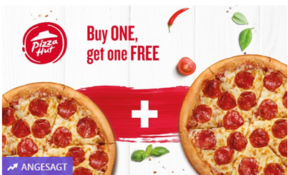 Bild zu 2-für-1 Pizza-Angebot auf alle Teigsorten und Beläge bei Pizza Hut für 0,70 €