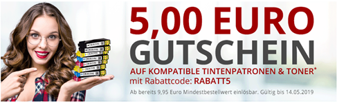 Bild zu Druckerzubehör: 5€ Rabatt auf kompatible Tintenpatronen & Toner (ab 9,95€ MBW) + versandkostenfreie Lieferung (ab 19,95€ MBW)