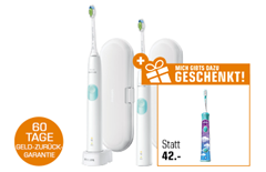 Bild zu [bis Montag 8 Uhr] PHILIPS HX 6807/35 ProtectivClean 2er-Pack, Schallzahnbürste inkl. Philips HX 6322/04 Kinderzahnbürste für 79€