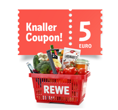 Bild zu Freitags: REWE: 5€ Rabatt ab 40€ Einkaufswert dank Gutschein in der App