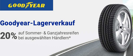 Bild zu Rakuten: 20% Rabatt auf Goodyear Reifen + 15% auf alle anderen Reifen