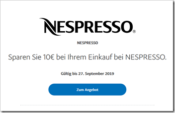 Bild zu Paypal: 10€ Gutschein für den Einkauf bei NESPRESSO (ab 50€)