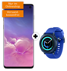 Bild zu SAMSUNG Galaxy S10 & Gear Sport Smartwatch (einmalig 79€) im Vodafone green LTE Tarif (10GB LTE Datenvolumen, Allnet-/SMS Flat) für rechnerisch 26,99€/Monat