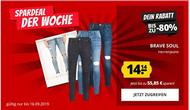 Bild zu SportSpar: verschiedene Brave Soul Jeans für 14,14€ zzgl. 3,95€ Versand