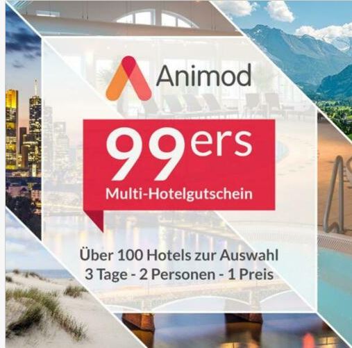 Bild zu Animod 99ers: Multi-Hotelgutschein für über 100 Hotels für 3 Tage (2 Übernachtungen) für 2 Personen für 89,98€