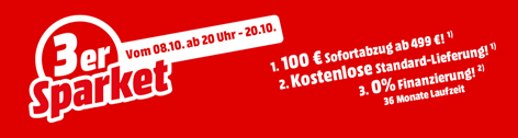 Bild zu MediaMarkt: 3er Sparket – ausgewählte Haushaltsgroßgeräte mit 100€ Direktabzug, kostenloser Standard-Lieferung und 0% Finanzierung