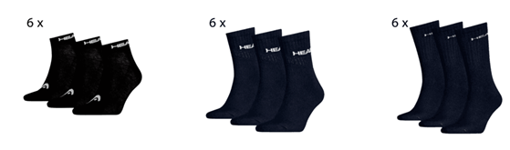 Bild zu 18er Pack (3 x 6er Pack) Head Sneaker oder Quarter Socken für je 19,95€