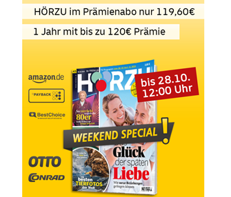 Bild zu [noch bis 12 Uhr] Deutsche Post: Jahresabo Hörzu für 114,60€ + bis zu 120€ Prämie