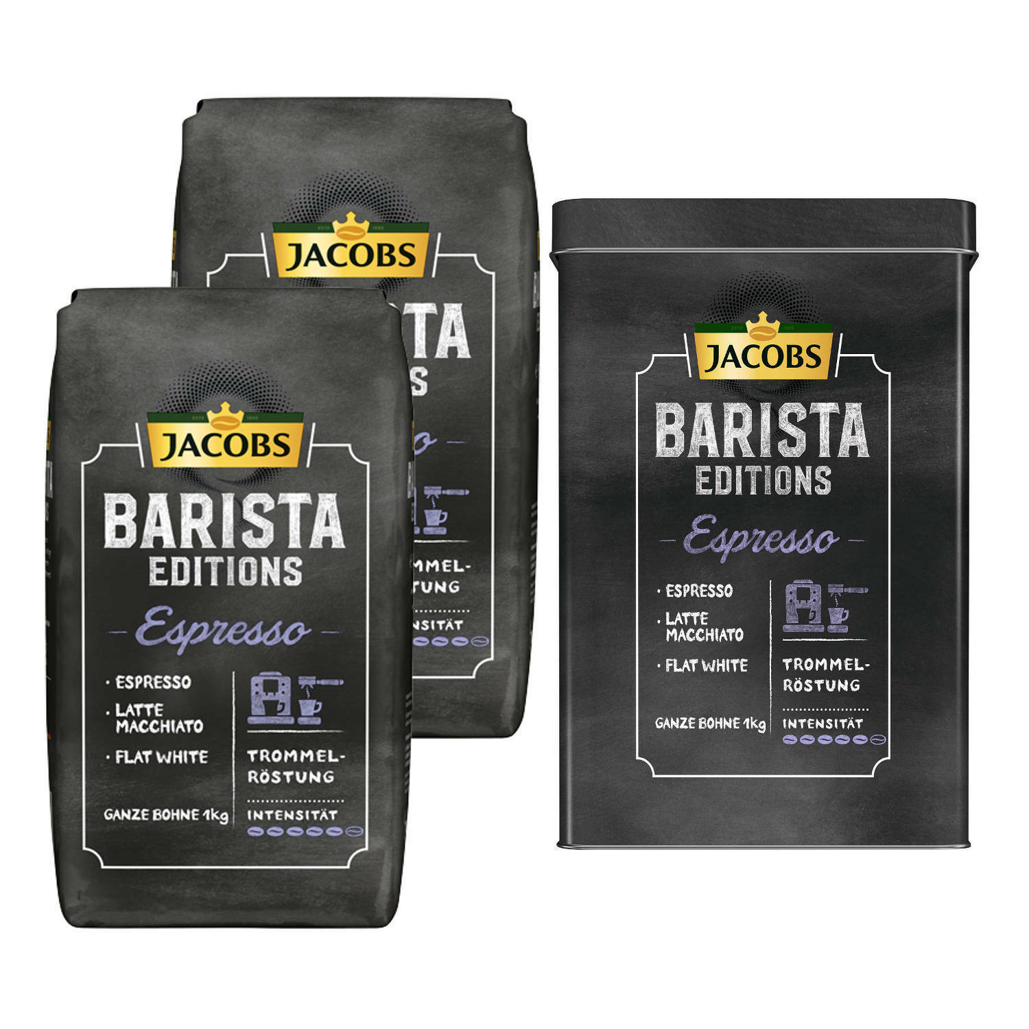 Bild zu 2 kg Jacobs Barista Editions Espressobohnen + Aluminium Dose für 19,98€ (Vergleich: 29,98€)