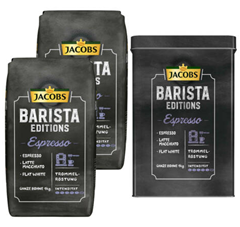 Bild zu 2kg JACOBS Kaffeebohnen Barista Editions Espresso + Metalldose für 17,95€