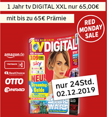 Bild zu [Super] bis zu 14 Monate “TV Digital XXL” für 65€ + z.B. 60€ Amazon.de Gutschein als Prämie (oder auch 65€ Otto Gutschein)