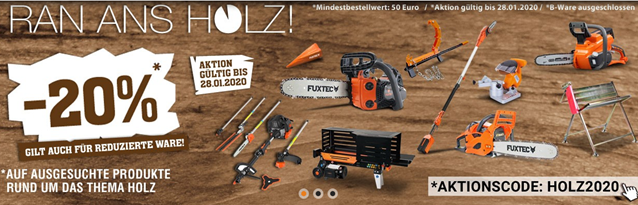 Bild zu Fuxtec: 20% Rabatt auf ausgesuchte Produkte rund um das Thema Holz