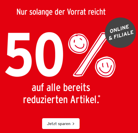 Bild zu Ernsting´s family: 50% Extra-Rabatt auf alle bereits reduzierten Artikel