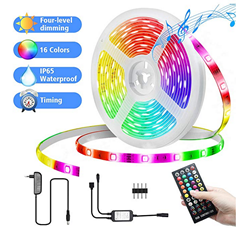 Bild zu KINGSO LED Strip RGB 5m (IP65, 16 Farben, dimmbar, mit Fernbedienung) für 13,40€