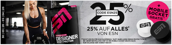 Bild zu Fitmart: 25% Rabatt auf alle ESN Produkte + gratis Mobile Socket