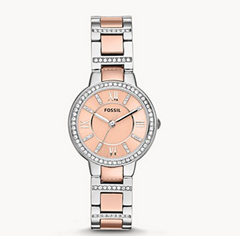 Bild zu Fossil Damenuhr Virginia Edelstahl Bicolor für 38,70€ (VG: 84,19€)