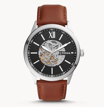 Bild zu FOSSIL Automatik-Herrenuhr Flynn 48mm aus Edelstahl mit Lederarmband für 121,80€ (VG: 249€)