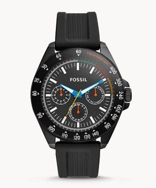 Bild zu FOSSIL Herren-Chronograph Neale BQ2355 in 46mm mit Silikonarmband in Schwarz für 77,70€ (VG: 103,85€)