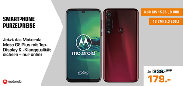 Bild zu Saturn Smartphone Purzelpreise, z.B. Motorola Moto G8 Plus dunkelrot für 179€ (Vergleich: 229€)