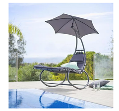 Bild zu Garten-Relaxliege in Anthrazit/Schwarz mit Sonnenschirm für 112,51€