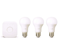 Bild zu Philips Hue W E27 3er Starter-Set White Lampe + 1 Bridge für 52,27€ (VG: 79,99€)