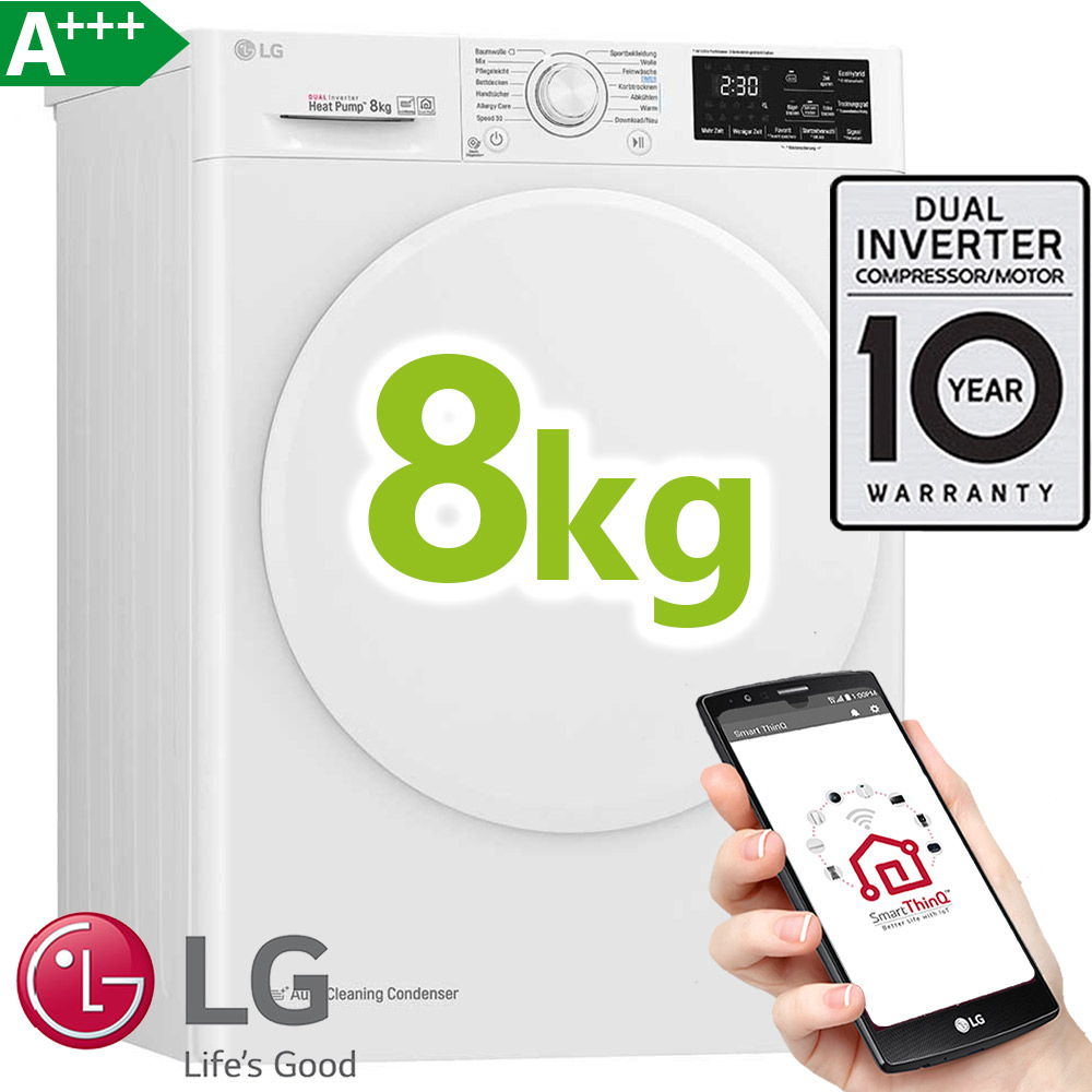 Bild zu 8 kg Wärmepumpentrockner LG RT8DIHP für 444€ (Vergleich: 529€)