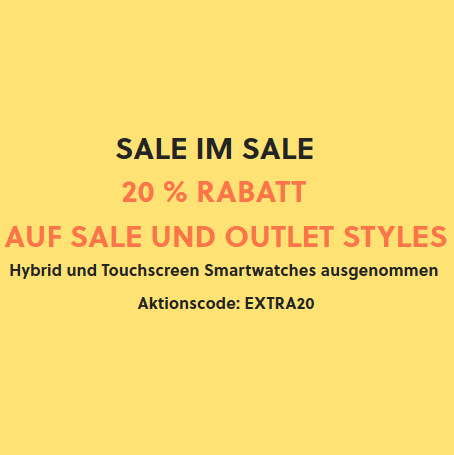 Bild zu [endet morgen] Fossil: 20% Extra-Rabatt auf alle Artikel im Sale (Ausgenommen Hybrid & Touchscreen Smartwatches)