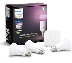 Bild zu Philips Hue Weiß und Farbe Ambiance Starter-Kit E27 (3 Lampen + Bridge) für 89,90€ (VG: 129,95€)