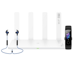 Bild zu [Top] Honor Router 3 (Wi-Fi 6 802.11ax, 3000Mbit/s per 2.4/5GHz, Dual-Core-Prozessor, 128MB RAM, 4 externe Antennen) HONOR Band 5 + HONOR Bluetooth Earphone für 74,90€