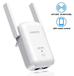 Bild zu MECO ELEVERDE WLAN Repeater (5GHz, 867Mbps+2.4GHz, 300Mbps, 2 LAN-Port, WPS) für 20,99€