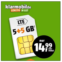 Bild zu 10GB LTE Datenflat (bis 21.6Mbit/s) mit SMS und Sprachflat im Telekom-Netz für 14,99€/Monat