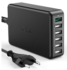 Bild zu iTeknic USB Quick Charge 3.0 Schnellladegerät (6 Ports, 60W Ladeadapter, USB Netzteil mit 1.5M Ladekabel) für 9,99€