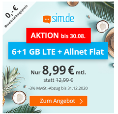 Bild zu Sim.de: o2-Netz mit 7GB LTE Datenflat, SMS und Sprachflat für 8,99€/Monat – optional ohne Mindestvertragslaufzeit