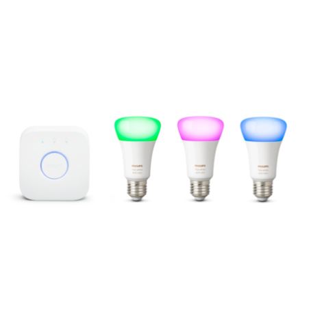 Bild zu Philips Hue Starterkit 3 x E27 LED 10W + Bridge für 99,95€ (VG: 124,99€)