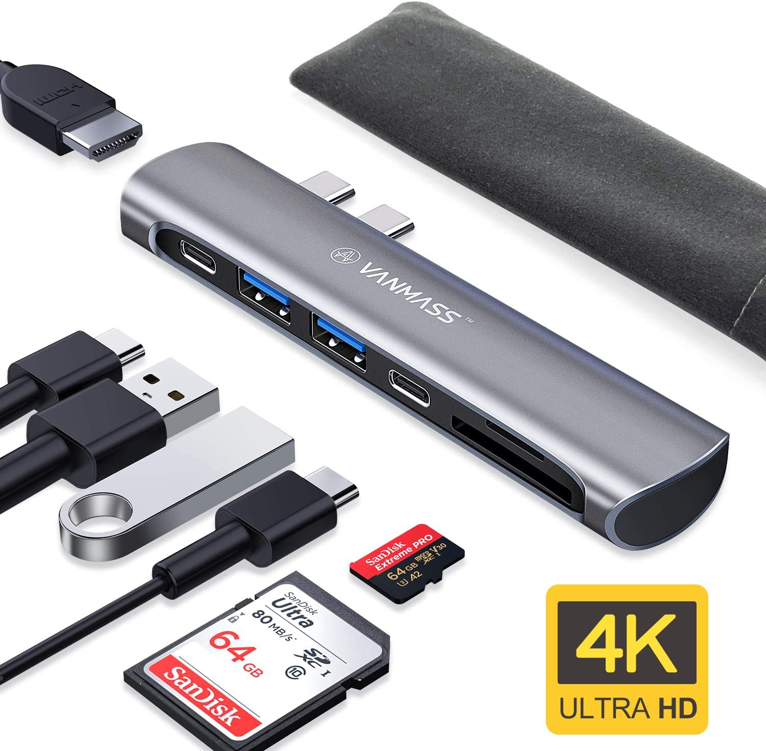 Bild zu 7in1 VanMass USB-C Hub für MacBook Pro und MacBook Air für 19,99€