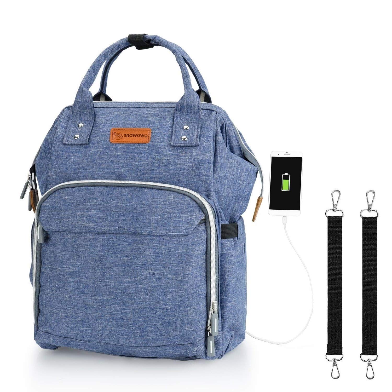 Bild zu Baby Wickelrucksack aus wasserdichtem Segeltuch mit zwei Kinderwagen-Haken schon ab 13,49€