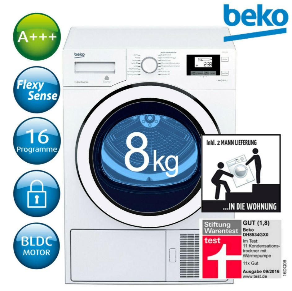 Bild zu BEKO Wäschetrockner A+++ Wärmepumpentrockner DH8534GX0 8kg für 399,90€ (VG: 444,44€)