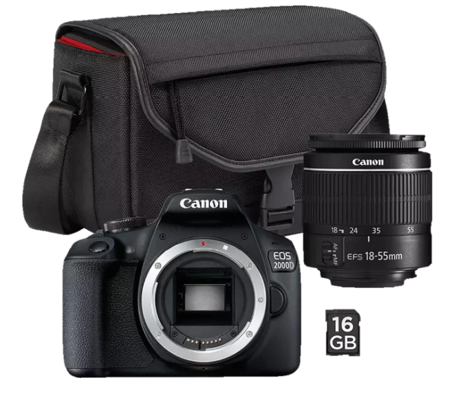 Bild zu CANON EOS 2000D Spiegelreflexkamera Kit für 291,47€ (VG: 324,87€) + Tasche SB130 und Speicherkarte SD 16GB