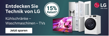 Bild zu Rakuten: 15% Rabatt auf Kühlschränke, Waschmaschinen & TVs von LG